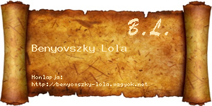 Benyovszky Lola névjegykártya